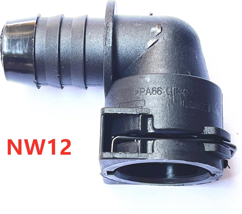 FEEDUN NW12 Coolant Hose Connector Adapter,Radiator Pipe Line Fitting for Chevrolet Mercedes-Benz BMW Audi Volkswagen Volvo Buick,Engine Heater Hose Assembly Junction Flange Repair Kit Barbed,90 Deg,0.74in - Image 3